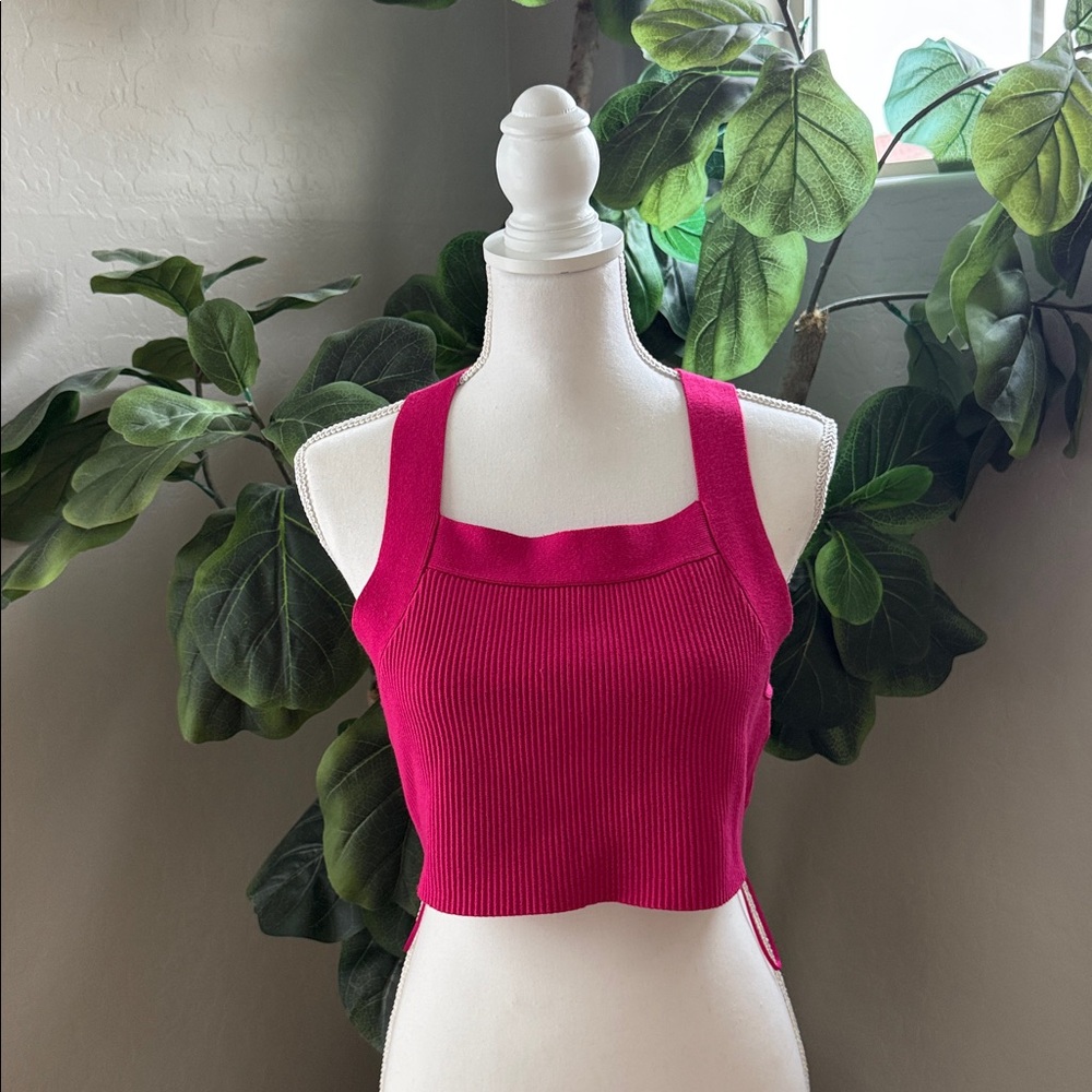 Vibrant Pink Ribbed crop top